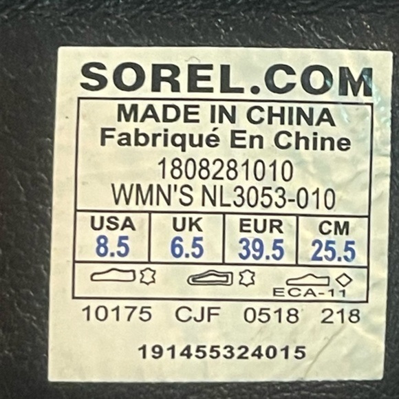 Sorel Margo Heeled Lace Up Leather Boots in Black Waterproof Women's 8.5 EUC - Picture 7 of 8